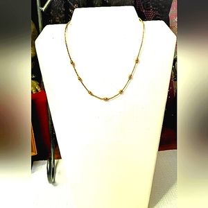 Napier© Goldtone Necklace with gold bead stations in front 16" Signed